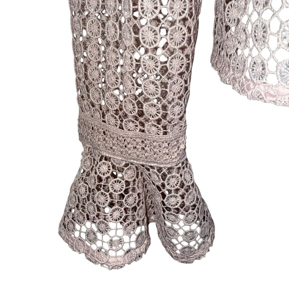 RACHAEL‎ PARCELL Genevieve Dusty Pink Lace Mock Neck Bell Sleeve Top NWOT Small - Picture 6 of 9